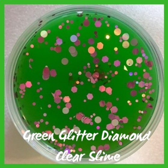 CLEA033 Green Glitter Diamond Clear Slime Sub Category  Pic